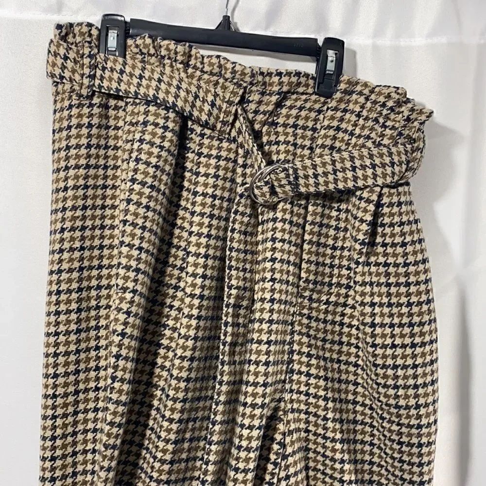 FREE PEOPLE MARYAM HOUNDSTOOTH PAPER-BAG SLACKS - Picture 6 of 14